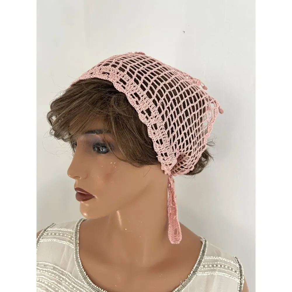 Handmade Crochet Hair Bandana | Lightweight Summer Head Scarf | Cotton Head Wrap